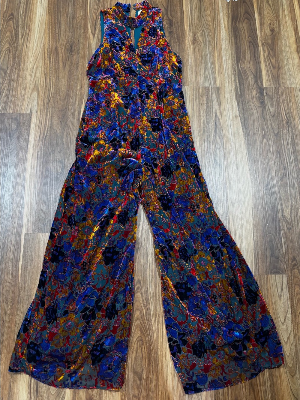 Anthropologie Maeve Ava Velvet Floral Jumpsuit